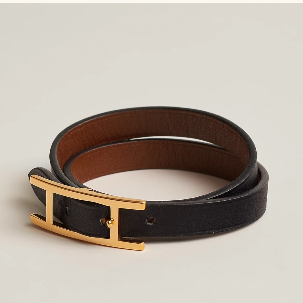 Hermes Black Wrap Leather Bracelet - brand new never worn. Have receipt/box/bag